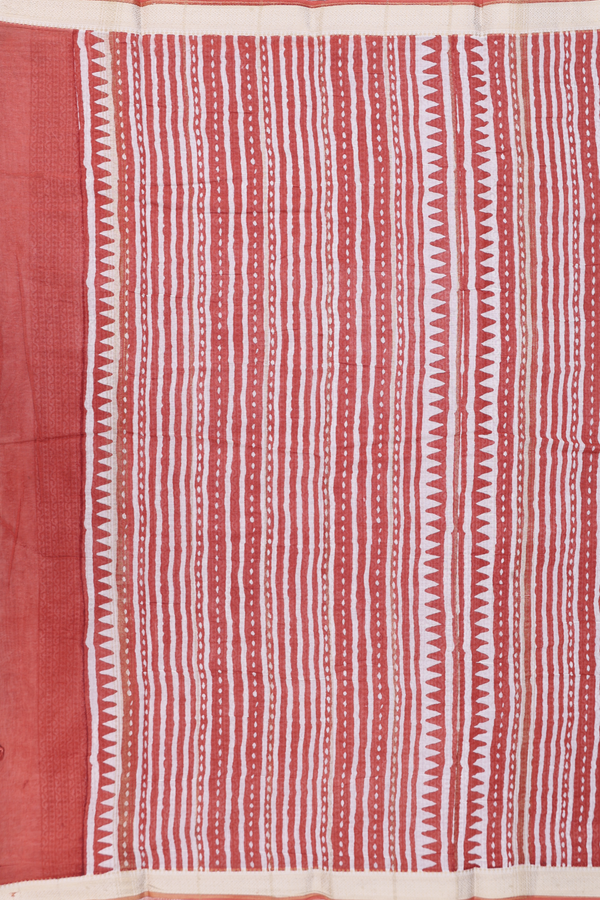 Printed Cotton Saree In Brown With Floral Printed Design