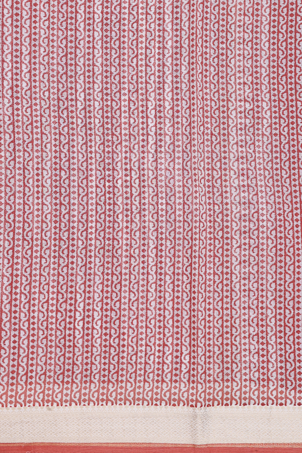 Printed Cotton Saree In Brown With Floral Printed Design