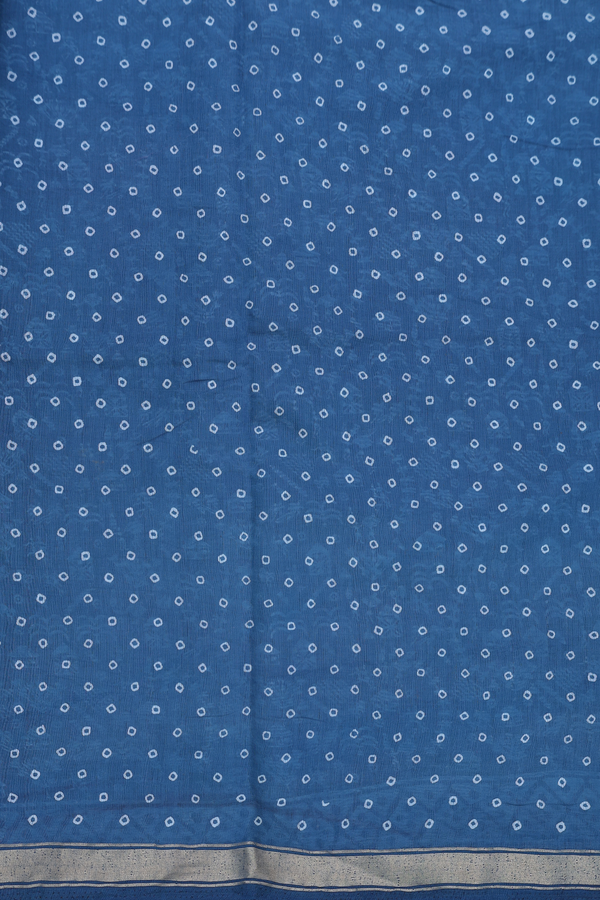 Printed Cotton Saree In Capri Blue With Warli Design