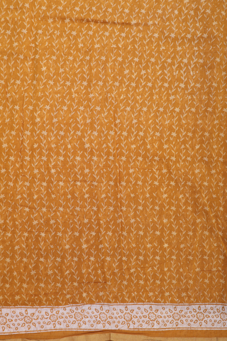 Printed Cotton Saree In Golden Yellow With Allover Design
