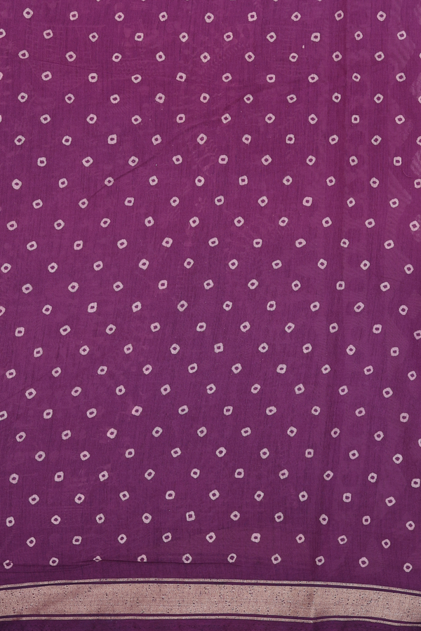 Printed Cotton Saree In Grape Purple With Warli Design