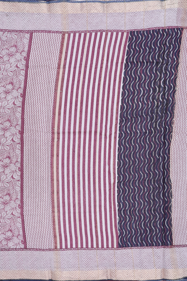 Printed Cotton Saree In Mauve With Floral Design