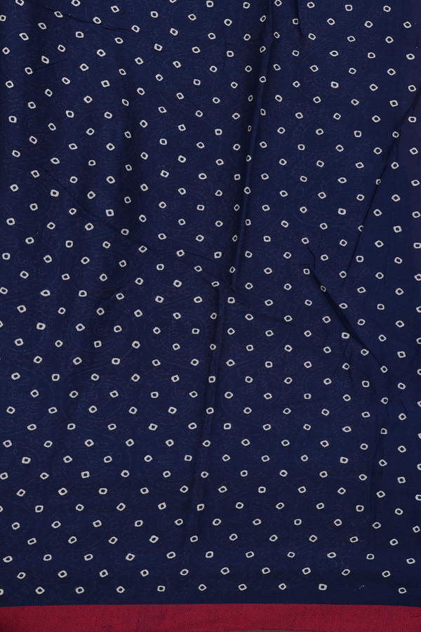 Printed Cotton Saree In Oxford Blue With Floral Design