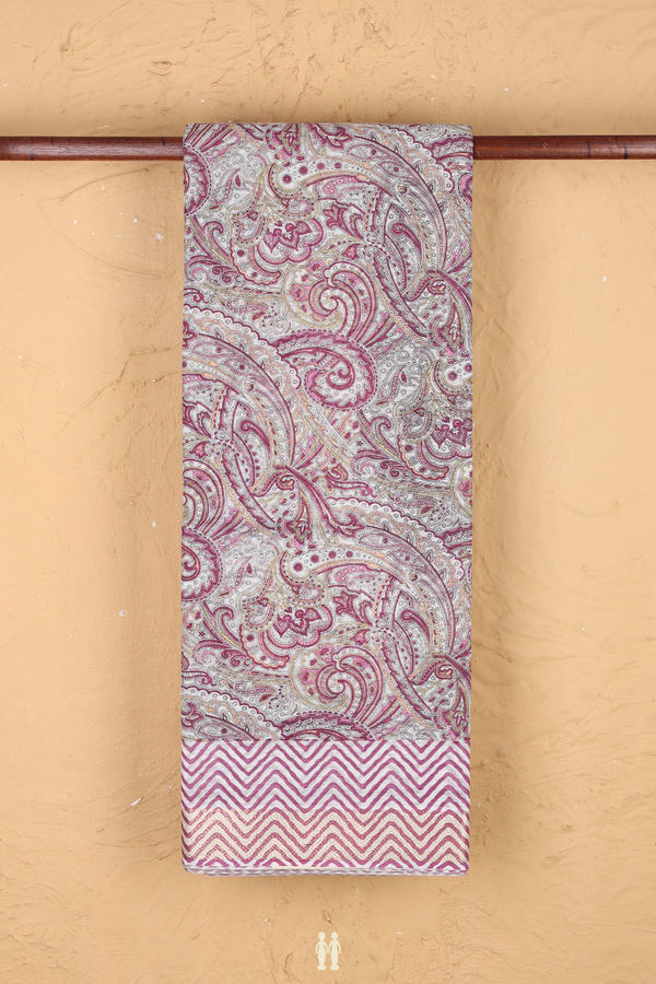 Printed Cotton Saree In White With Allover Design