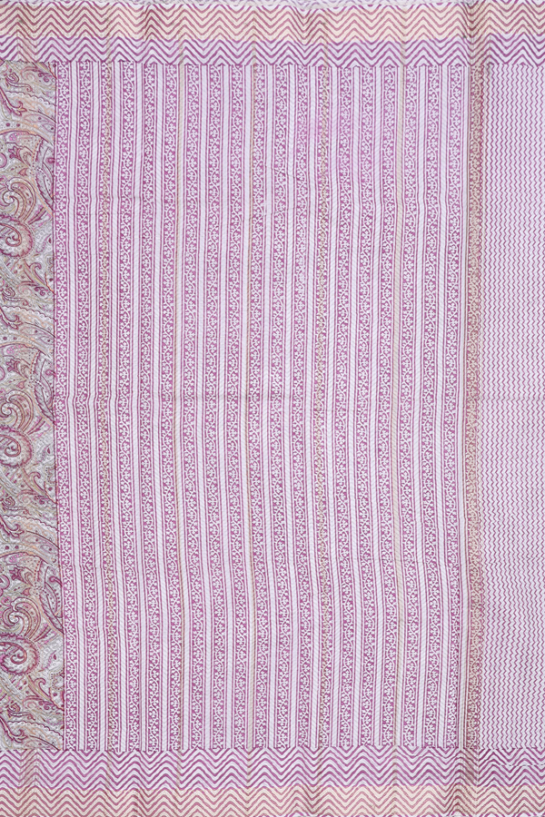 Printed Cotton Saree In White With Allover Design