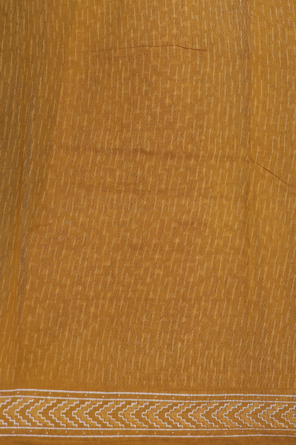 Printed Cotton Saree In Yellow With Allover Design