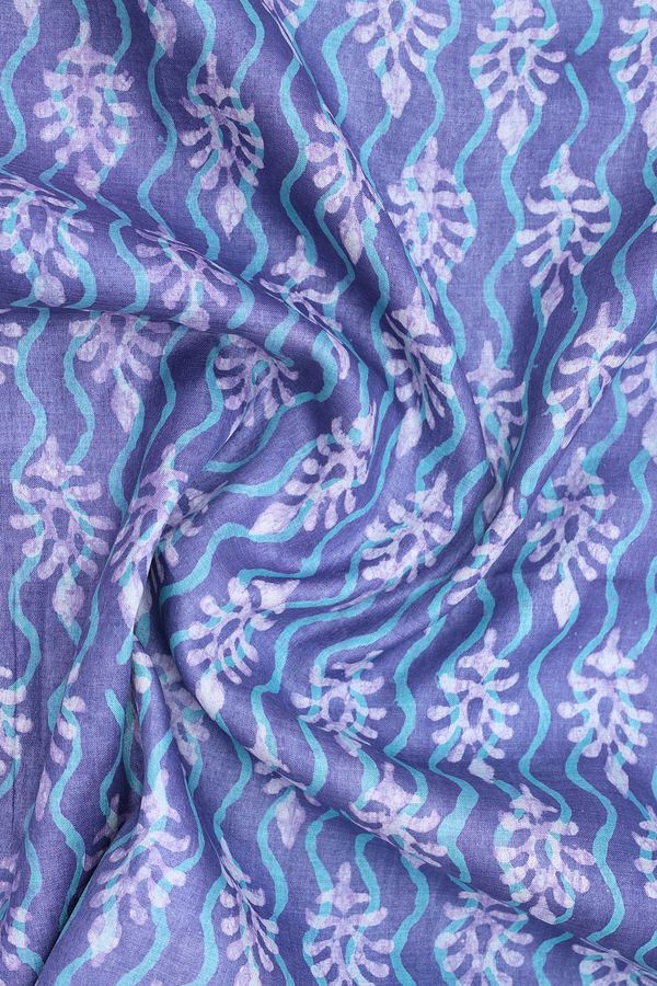 Printed Design Berry Blue Tussar Silk Dupatta