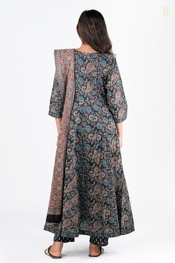 Printed Design Black Cotton Salwar Set