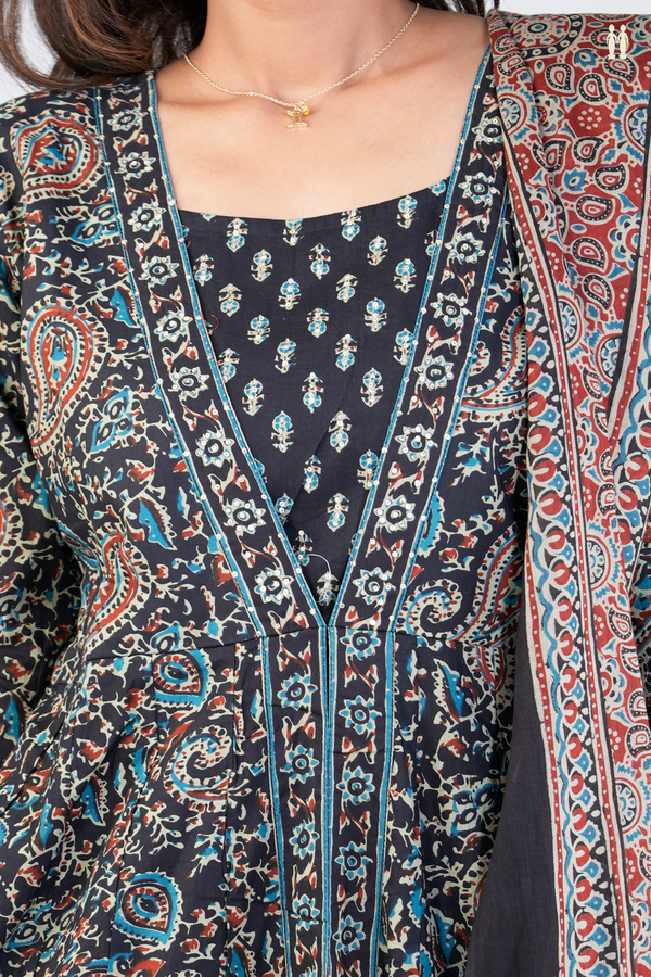 Printed Design Black Cotton Salwar Set