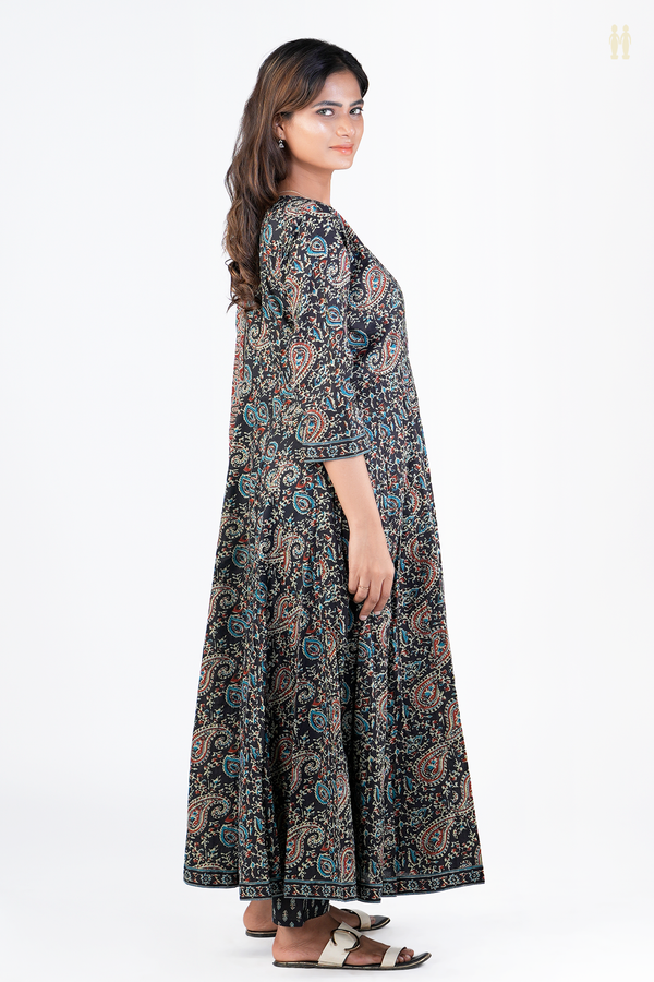 Printed Design Black Cotton Salwar Set