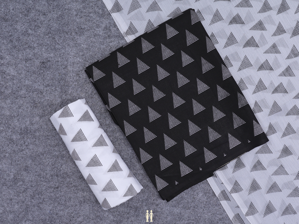 Printed Design Black Cotton Unstitch Salwar Material