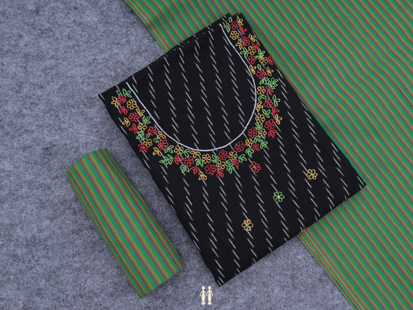 Printed Design Black Cotton Unstitched Salwar Material