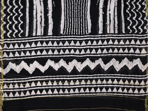 Printed Design Black Cotton Unstitched Salwar Material