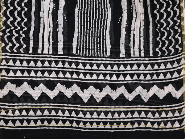 Printed Design Black Cotton Unstitched Salwar Material