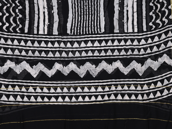 Printed Design Black Cotton Unstitched Salwar Material