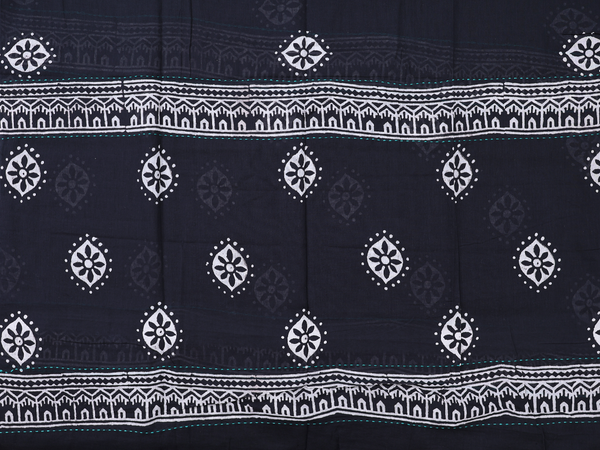 Printed Design Black Cotton Unstitched Salwar Material