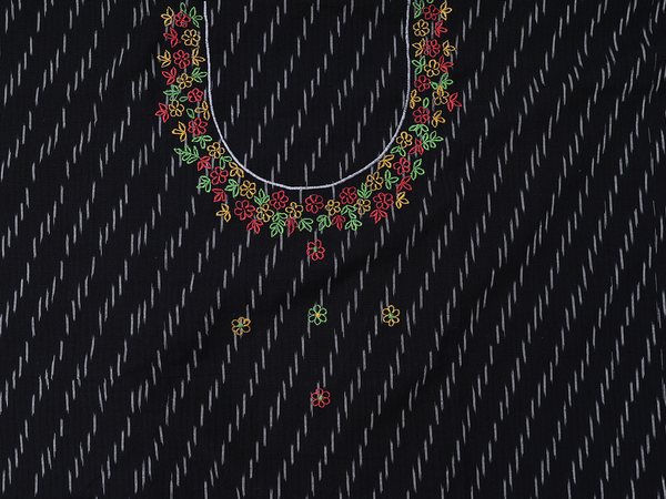 Printed Design Black Cotton Unstitched Salwar Material