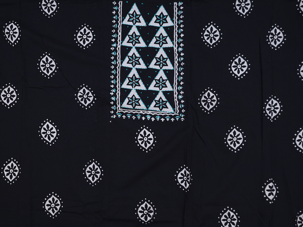 Printed Design Black Cotton Unstitched Salwar Material