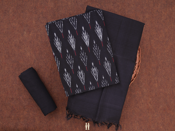 Printed Design Black Cotton Unstitched Salwar Material