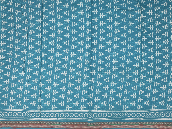 Printed Design Blue Cotton Unstitched Salwar Material