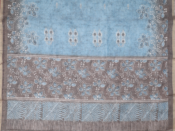 Printed Design Blue Silk Cotton Unstitched Salwar Material