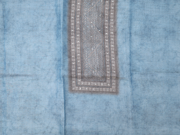 Printed Design Blue Silk Cotton Unstitched Salwar Material