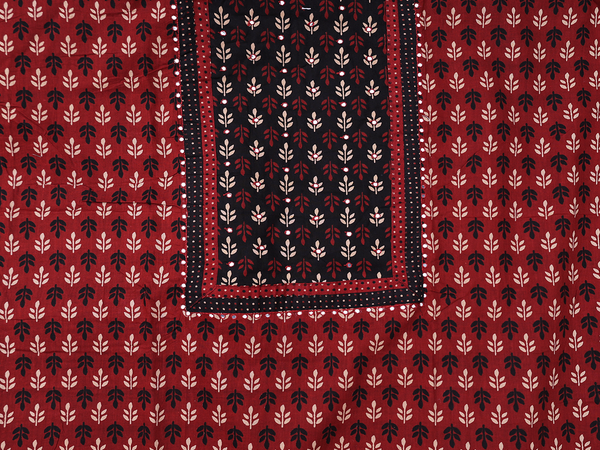 Printed Design Brick Red Cotton Unstitched Salwar Material