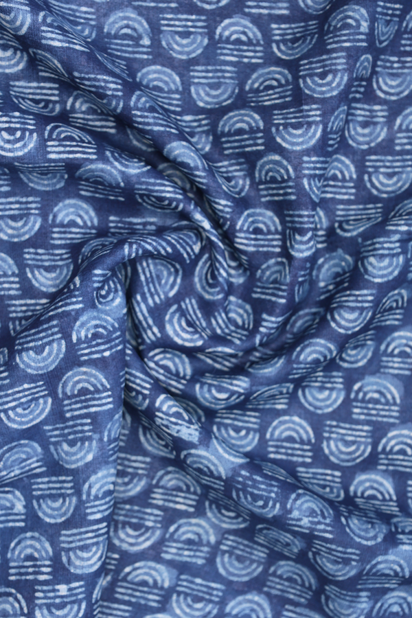 Printed Design Capri Blue Tussar Silk Dupatta