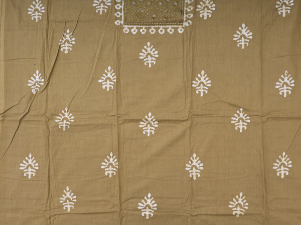 Printed Design Cardamom Green Cotton Unstitch Salwar Material