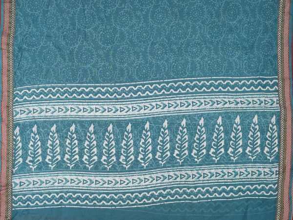 Printed Design Cerulean Blue Cotton Unstitched Salwar Material