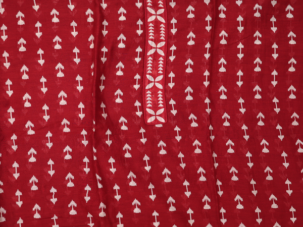 Printed Design Cherry Red Cotton Unstitched Salwar Material