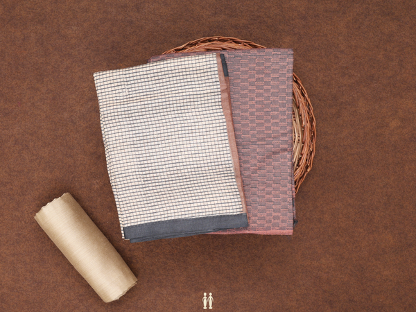 Printed Design Cocoa Brown Tussar Unstitched Salwar Material