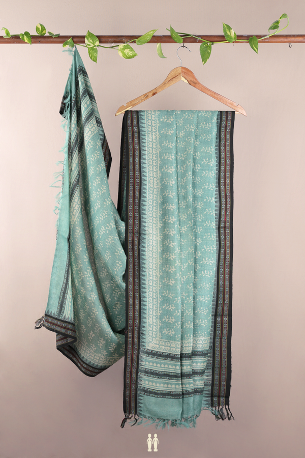 Printed Design Dusty Mint Green Tussar Silk Dupatta