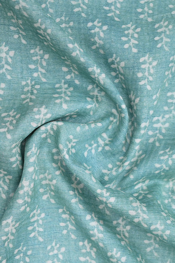 Printed Design Dusty Mint Green Tussar Silk Dupatta