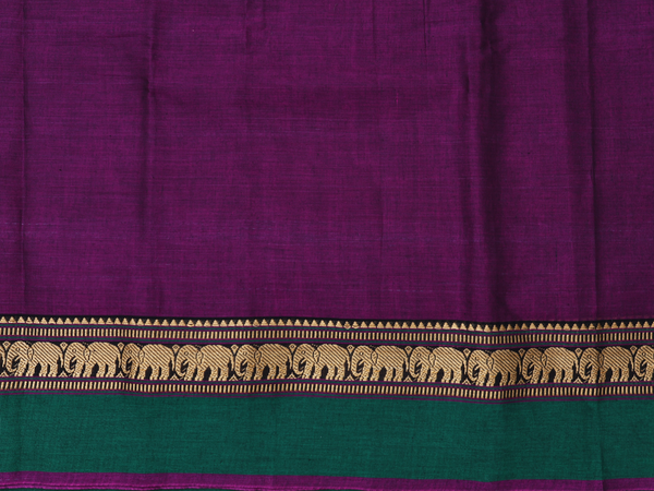 Threadwork Border Purple Cotton Unstitched Salwar Material