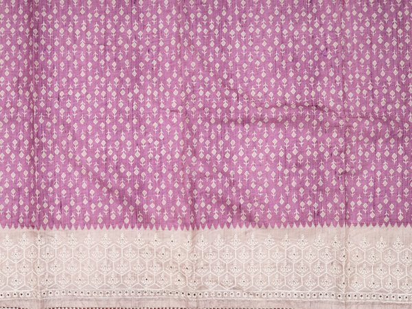 Printed Design Grape Purple Tussar Unstitched Salwar Material