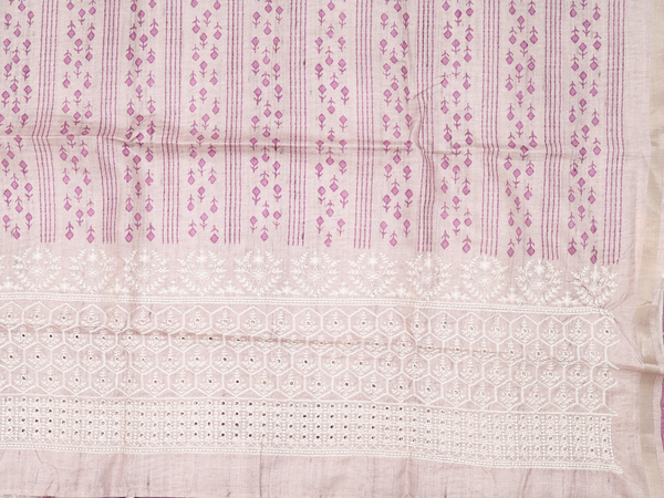 Printed Design Grape Purple Tussar Unstitched Salwar Material