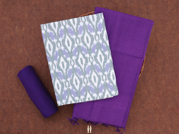 Printed Design Green Purple Cotton Unstitched Salwar Material