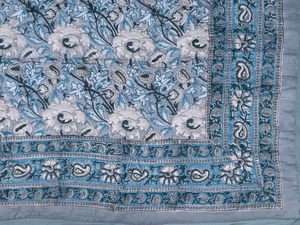 Printed Design Grey Cotton Single Size Quilt