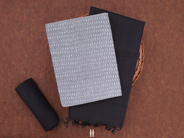 Printed Design Grey Cotton Unstitched Salwar Material