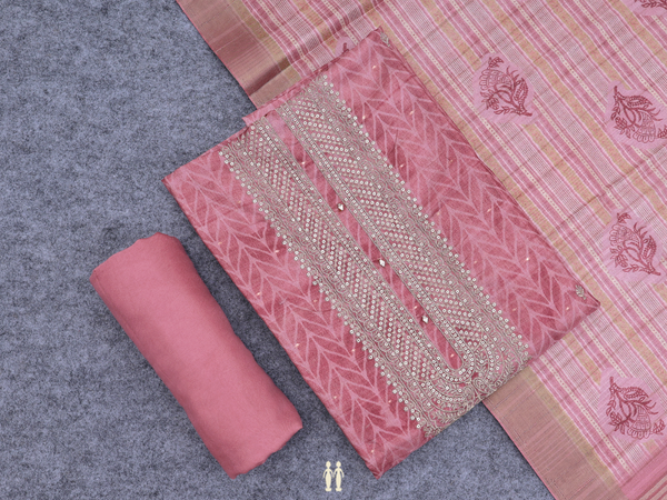 Printed Design Mulberry Silk Cotton Unstitched Salwar Material