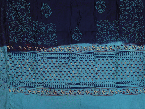 Printed Design Navy Blue Cotton Unstitched Salwar Material