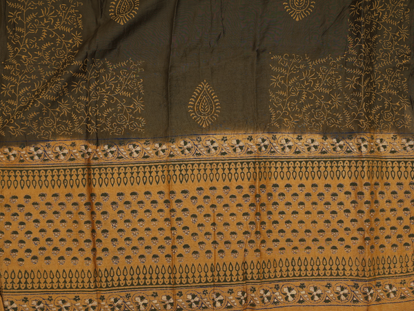 Printed Design Olive Green Cotton Unstitched Salwar Material