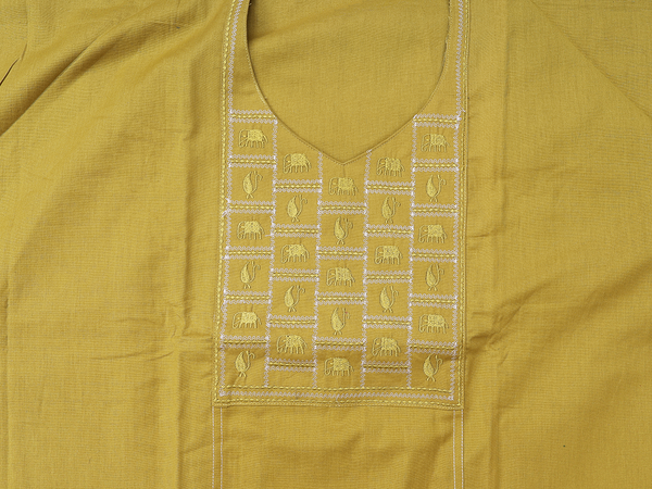 Embroidered Design Yellow Cotton Unstitched Salwar Material