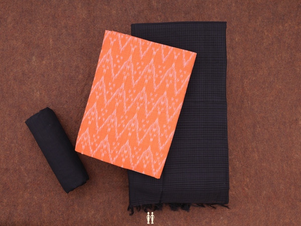 Printed Design Orange Cotton Unstitched Salwar Material