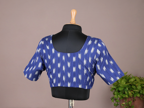 Printed Design Oxford Blue Cotton Readymade Blouse