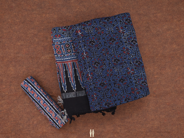 Printed Design Oxford Blue Linen Unstitched Salwar Material