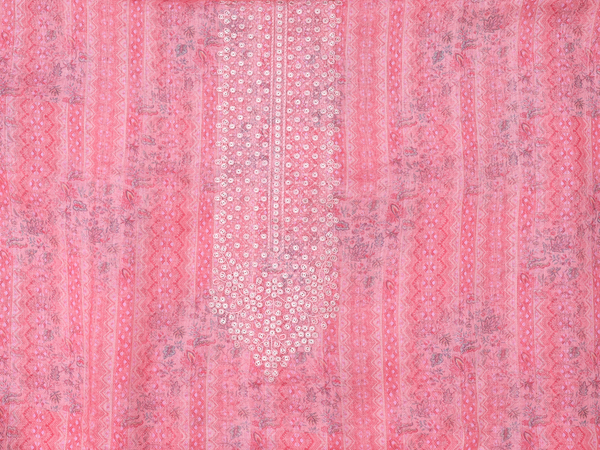 Printed Design Peach Linen Unstitched Salwar Material