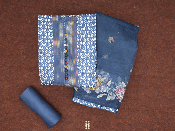 Printed Design Pigeon Blue Dobby Cotton Salwar Material