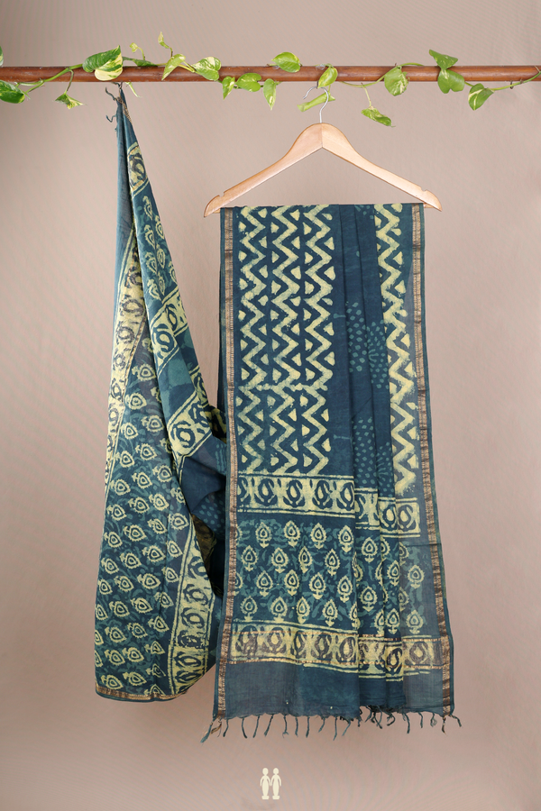 Printed Design Pine Green Cotton Dupatta
